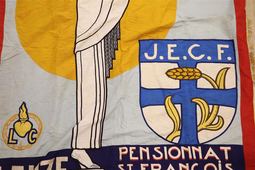 A 1933 French silk banner, 168cm long